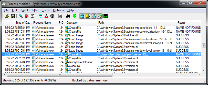 Procmon log on Windows 7 x64 with the latest updates